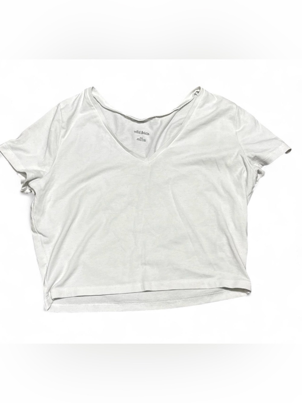 Wild Fable White Cropped V-neck Tee